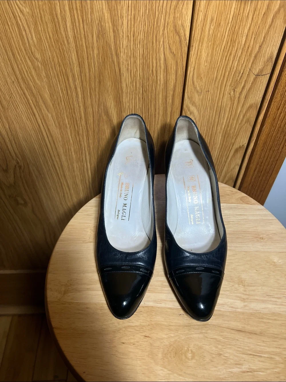 Bruno Magli Black Pointed-Toe Leather Pumps